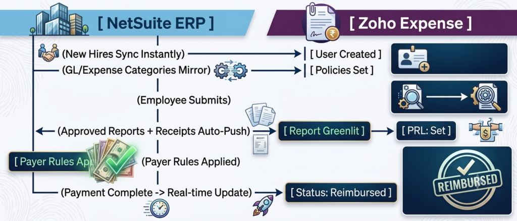 NetSuite Extension for Zoho Expense - Data path
